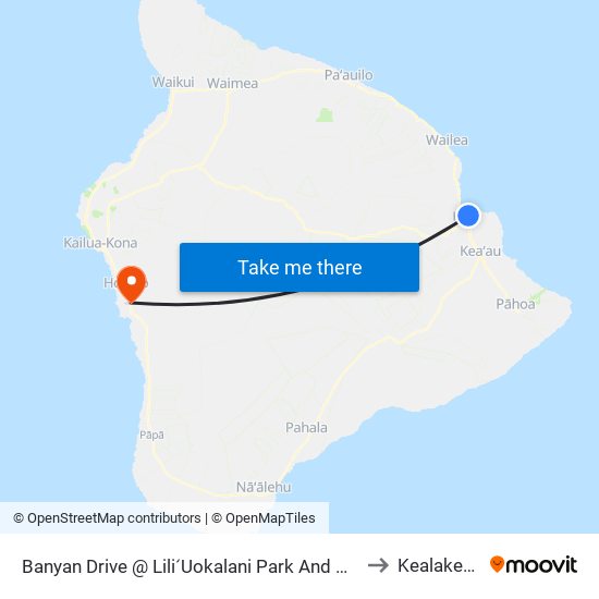 Banyan Drive @ LiliʻUokalani Park And Gardens to Kealakekua map