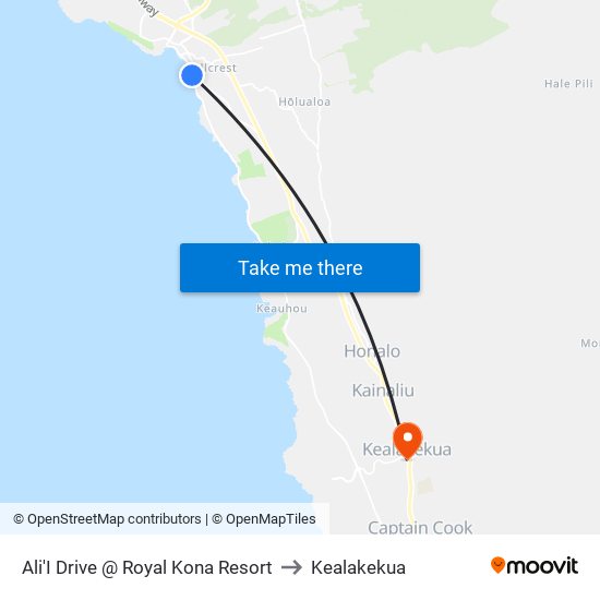 Ali'I Drive @ Royal Kona Resort to Kealakekua map