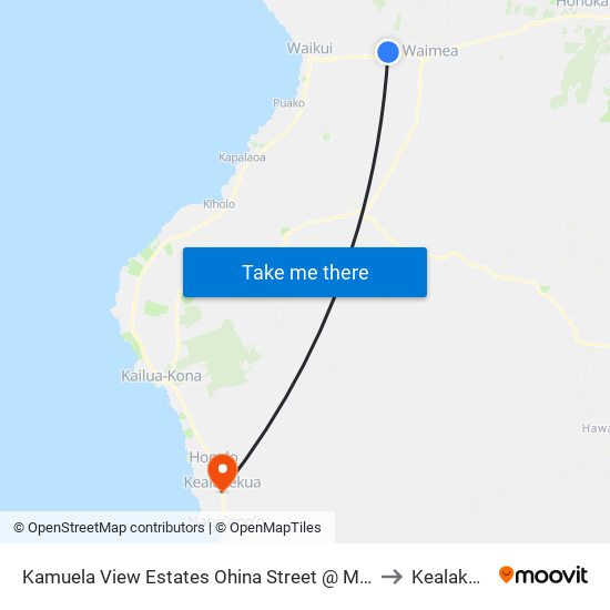 Kamuela View Estates Ohina Street @ Mahua Street to Kealakekua map
