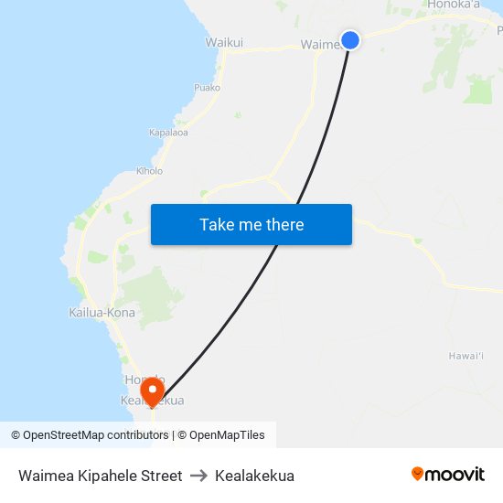 Waimea Kipahele Street to Kealakekua map