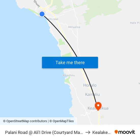 Palani Road @ Ali'I Drive (Courtyard Marriott) to Kealakekua map