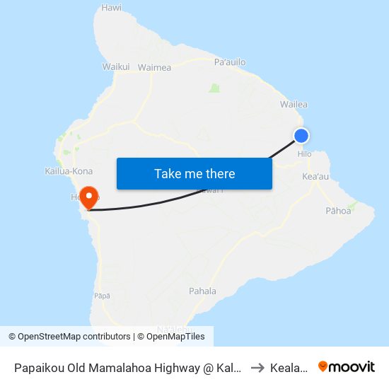 Papaikou Old Mamalahoa Highway @ Kalanianaole Elementary to Kealakekua map