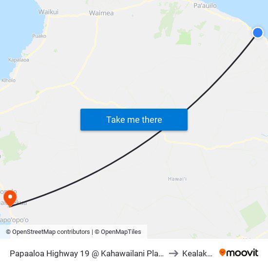Papaaloa Highway 19 @ Kahawailani Place (Overpass) to Kealakekua map