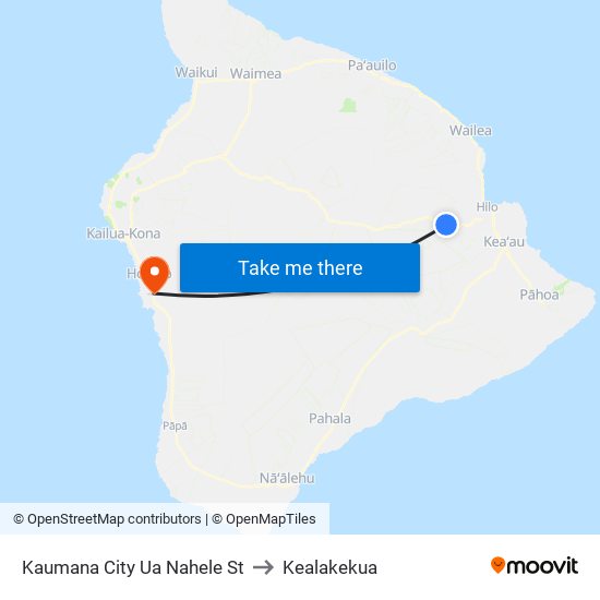 Kaumana City Ua Nahele St to Kealakekua map