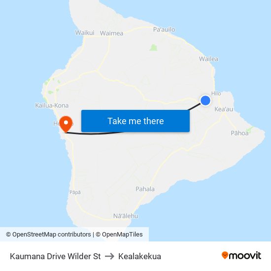 Kaumana Drive Wilder St to Kealakekua map