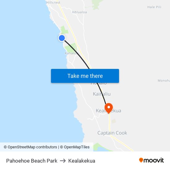 Pahoehoe Beach Park to Kealakekua map