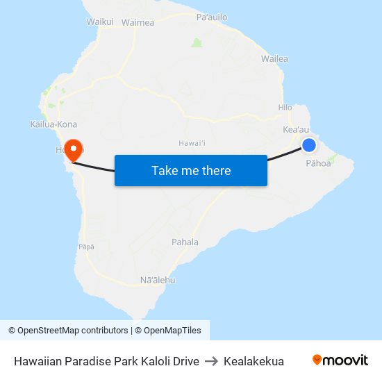 Hawaiian Paradise Park Kaloli Drive to Kealakekua map