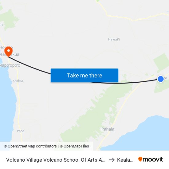 Volcano Village Volcano School Of Arts And Science (Across) to Kealakekua map