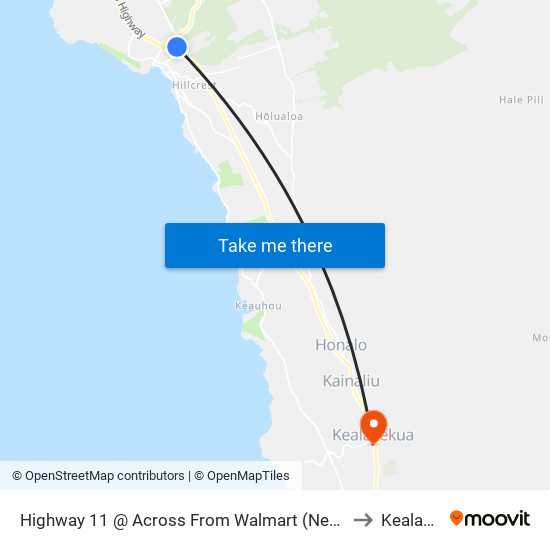 Highway 11 @ Across From Walmart (Near Starbucks Coffee) to Kealakekua map