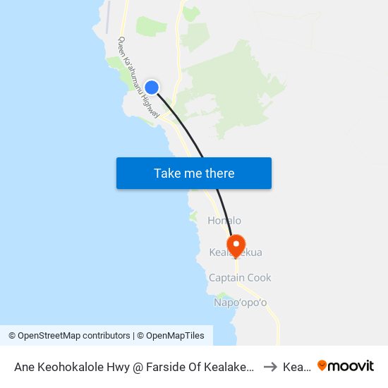 Ane Keohokalole Hwy @ Farside Of Kealakehe Parkway (Across From West Hawai'I Civic Center) to Kealakekua map