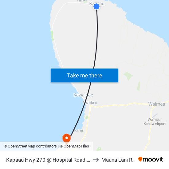 Kapaau Hwy 270 @ Hospital Road (Nearside) to Mauna Lani Resort map