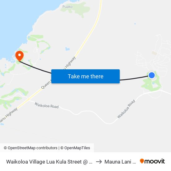 Waikoloa Village Lua Kula Street @ Lamp Post 22 to Mauna Lani Resort map