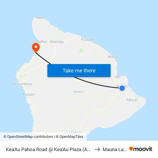 Kea'Au Pahoa Road @ Kea'Au Plaza (Across Kea'Au Middle School) to Mauna Lani Resort map