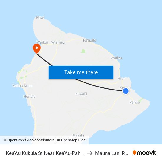 Kea'Au Kukula St Near Kea'Au-Pahoa Road to Mauna Lani Resort map