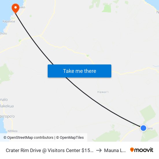 Crater Rim Drive @ Visitors Center $15 Fee Paid To the Park Required to Mauna Lani Resort map