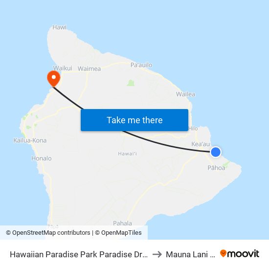 Hawaiian Paradise Park Paradise Drive And 5th Ave to Mauna Lani Resort map