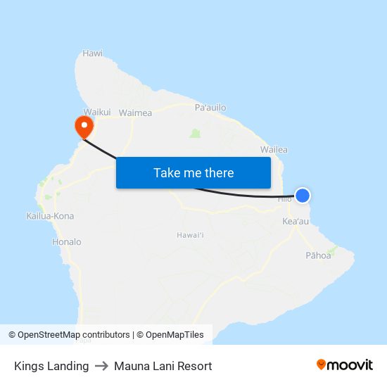 Kings Landing to Mauna Lani Resort map