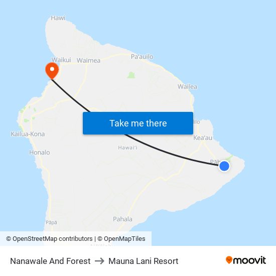 Nanawale And Forest to Mauna Lani Resort map