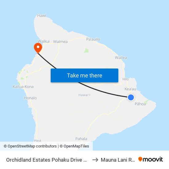 Orchidland Estates Pohaku Drive @ 40th Ave to Mauna Lani Resort map