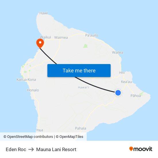 Eden Roc to Mauna Lani Resort map