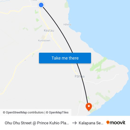 Ohu Ohu Street @ Prince Kuhio Plaza (Macy's Men's Children & Home) to Kalapana Sea View Estates map