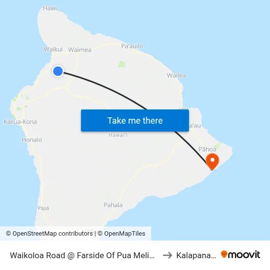 Waikoloa Road @ Farside Of Pua Melia Street (Across Waikoloa Village Highlands Shopping Center) to Kalapana Sea View Estates map