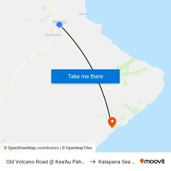 Old Volcano Road @ Kea'Au Pahoa Road (Us Post Office) to Kalapana Sea View Estates map