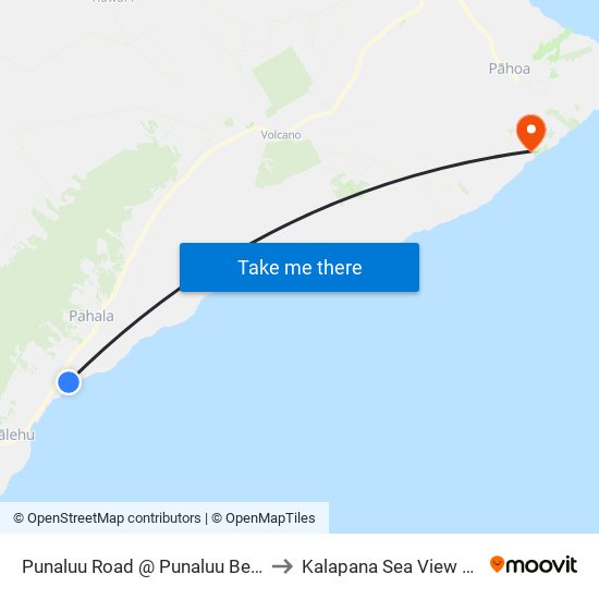 Punaluu Road @ Punaluu Beach Park to Kalapana Sea View Estates map