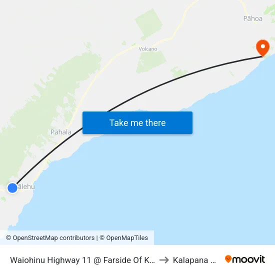 Waiohinu Highway 11 @ Farside Of Kamaoa Road (Across From Wong Yuen Store) to Kalapana Sea View Estates map