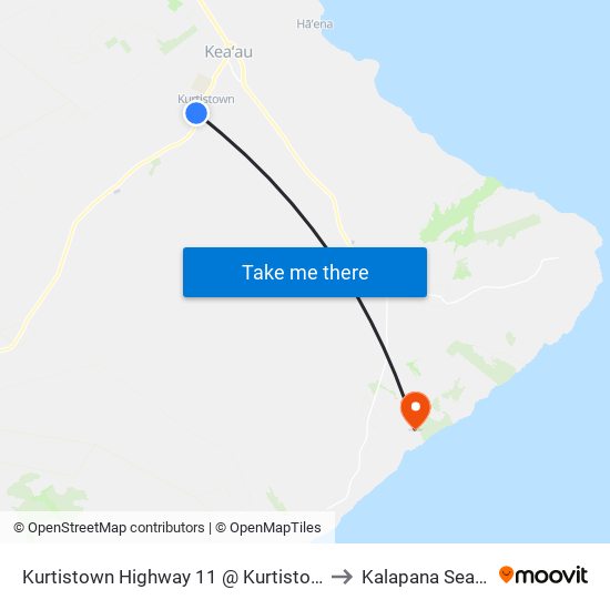 Kurtistown Highway 11 @ Kurtistown Park (Across Bus Shelter) to Kalapana Sea View Estates map