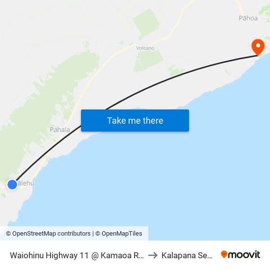 Waiohinu Highway 11 @ Kamaoa Road (In Front Wong Yuen Store) to Kalapana Sea View Estates map