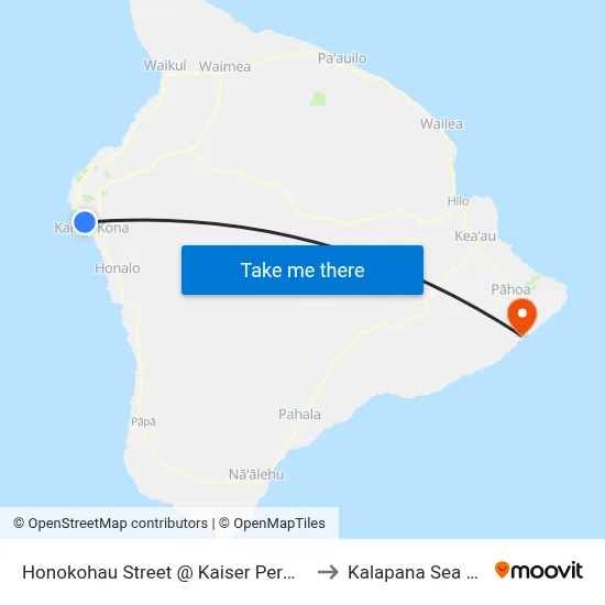 Honokohau Street @ Kaiser Permanente Medical Offices to Kalapana Sea View Estates map