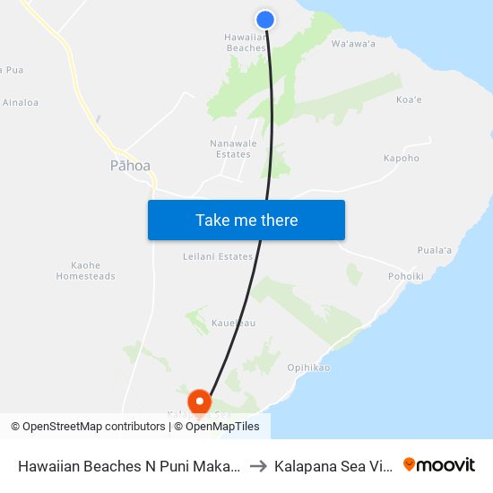 Hawaiian Beaches N Puni Makai Loop And Niuhi St to Kalapana Sea View Estates map