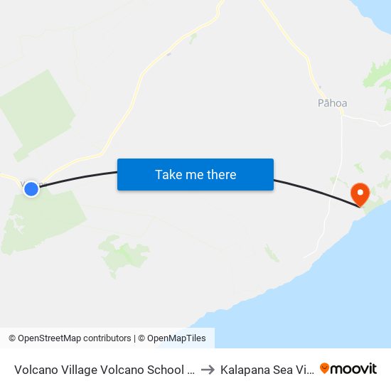 Volcano Village Volcano School Of Arts And Science to Kalapana Sea View Estates map