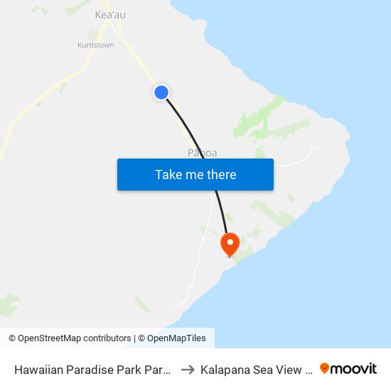 Hawaiian Paradise Park  Paradise Drive to Kalapana Sea View Estates map