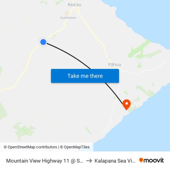 Mountain View Highway 11 @ St. Theresa's Church to Kalapana Sea View Estates map