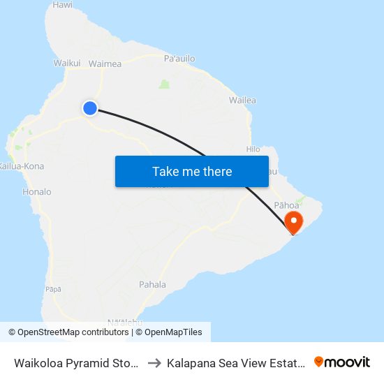 Waikoloa Pyramid Stone to Kalapana Sea View Estates map