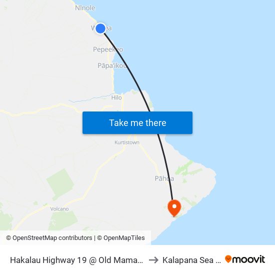 Hakalau Highway 19 @ Old Mamalahoa Highway at (Overpass) to Kalapana Sea View Estates map