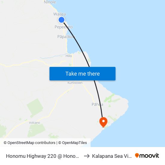 Honomu Highway 220 @ Honomu Plantation Store to Kalapana Sea View Estates map