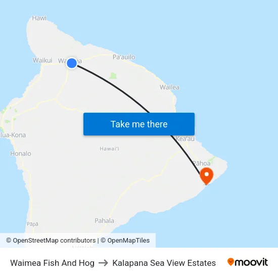 Waimea Fish And Hog to Kalapana Sea View Estates map