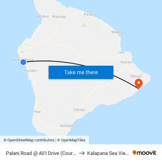 Palani Road @ Ali'I Drive (Courtyard Marriott) to Kalapana Sea View Estates map