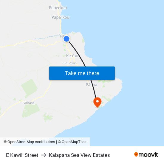 E Kawili Street to Kalapana Sea View Estates map