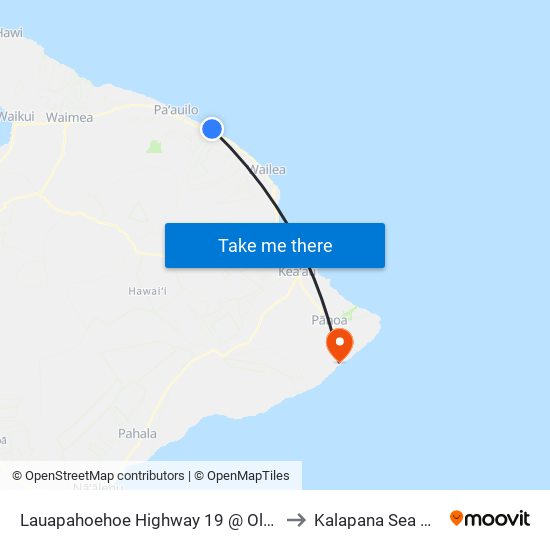 Lauapahoehoe Highway 19 @ Old Mamalahoa Highway to Kalapana Sea View Estates map