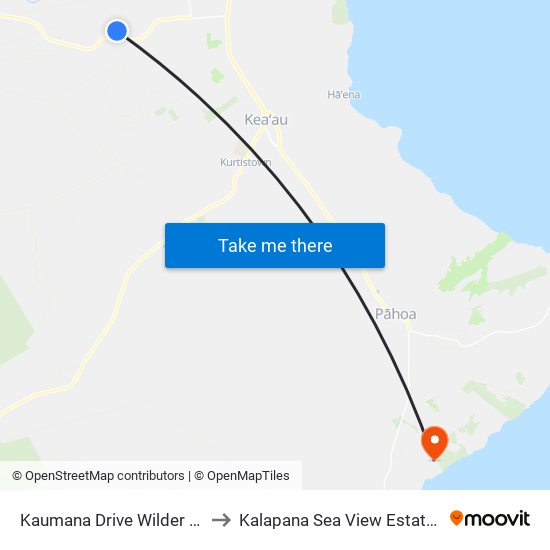 Kaumana Drive Wilder St to Kalapana Sea View Estates map