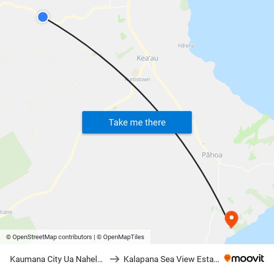 Kaumana City Ua Nahele St to Kalapana Sea View Estates map