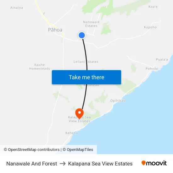 Nanawale And Forest to Kalapana Sea View Estates map