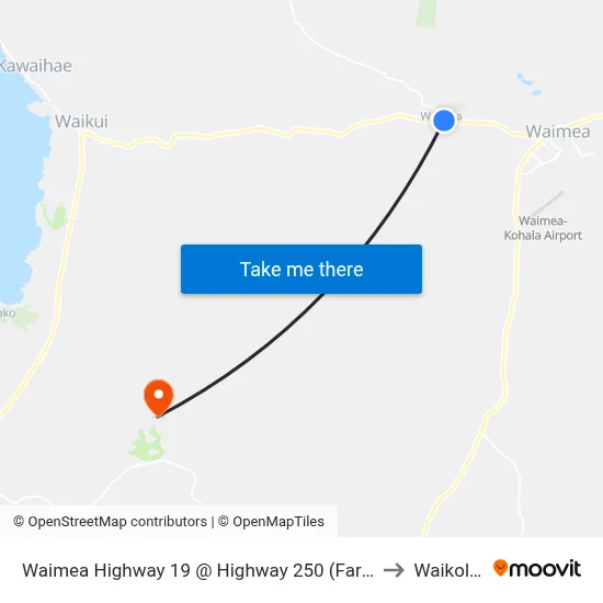 Waimea Highway 19 @ Highway 250 (Farside) to Waikoloa map
