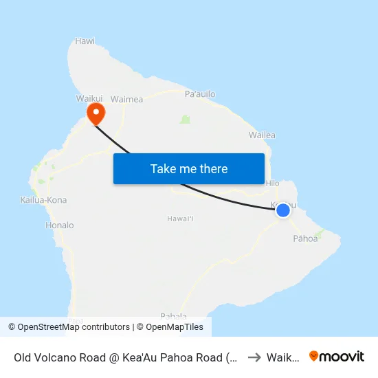 Old Volcano Road @ Kea'Au Pahoa Road (Us Post Office) to Waikoloa map