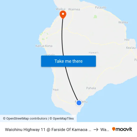 Waiohinu Highway 11 @ Farside Of Kamaoa Road (Across From Wong Yuen Store) to Waikoloa map