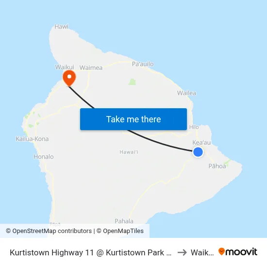 Kurtistown Highway 11 @ Kurtistown Park (Across Bus Shelter) to Waikoloa map